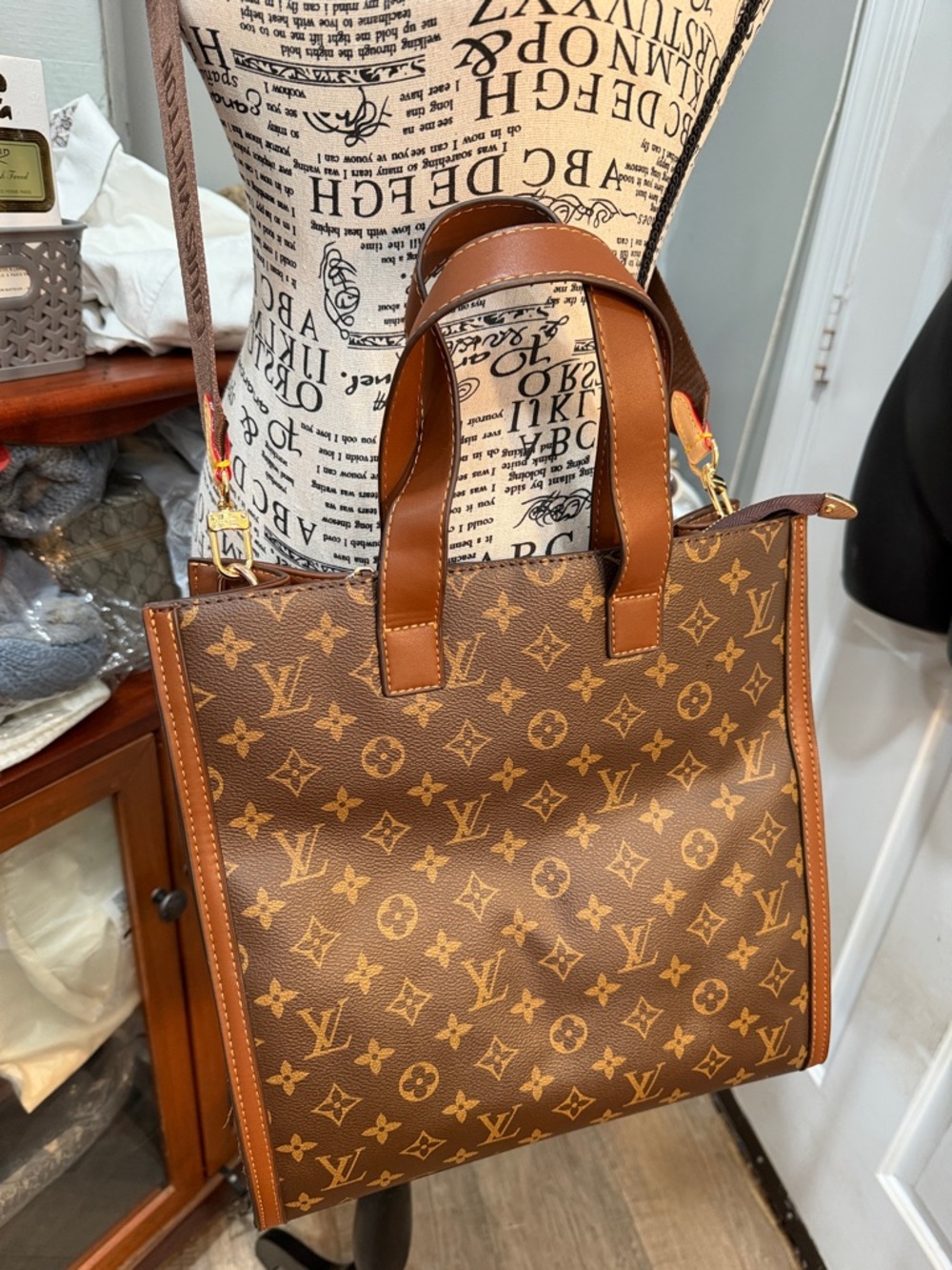 Lv Monogram Canvas Tote in Brown and Tan57